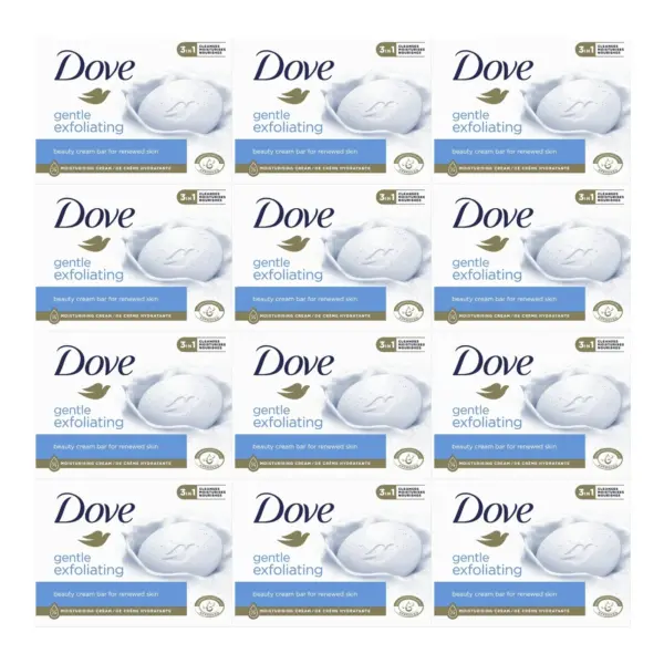 (12) Dove Gentle Exfoliating Beauty Bar Renewed Skin,